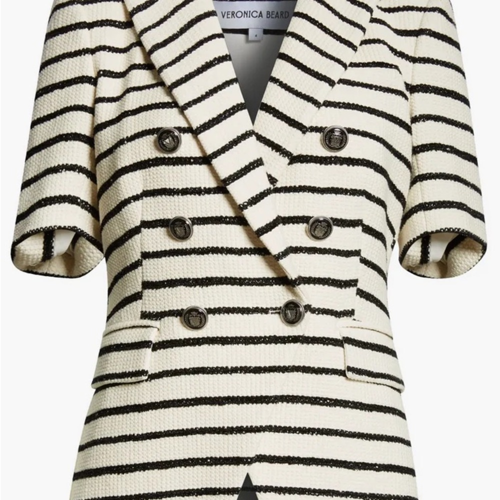 Veronica Beard Jenny Cream and Black Striped Blazer